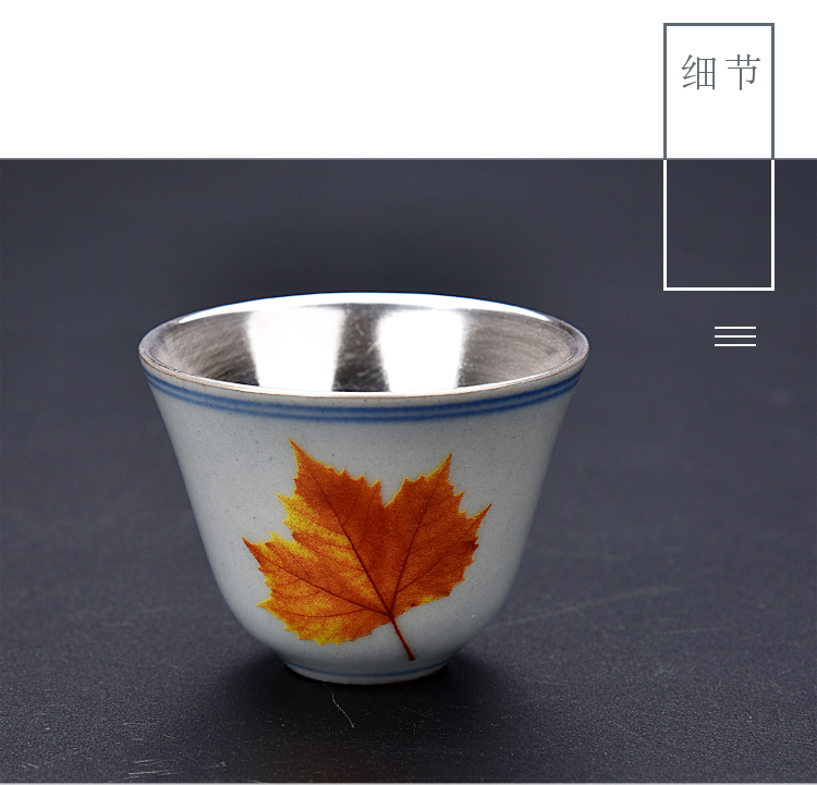 Ancient sheng up market metrix who only tea cup silver ceramic sample tea cup set silver cups, kung fu bowl is pure manual coppering. As silver cup