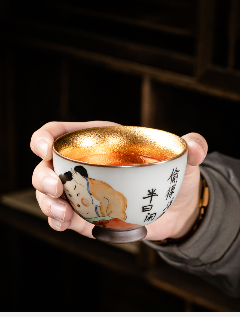 Town of your up kung fu tea colored enamel characters hand - made ceramic cups sample tea cup master cup single cup golden cup