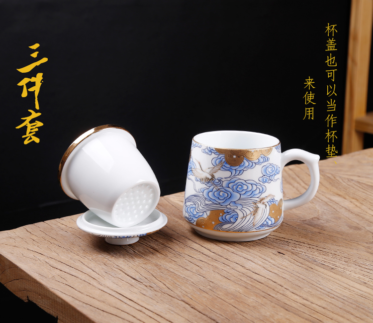 The ancient sheng up enamel porcelain craft glass ceramic gifts home suet jade office cup personal cup with cover cups