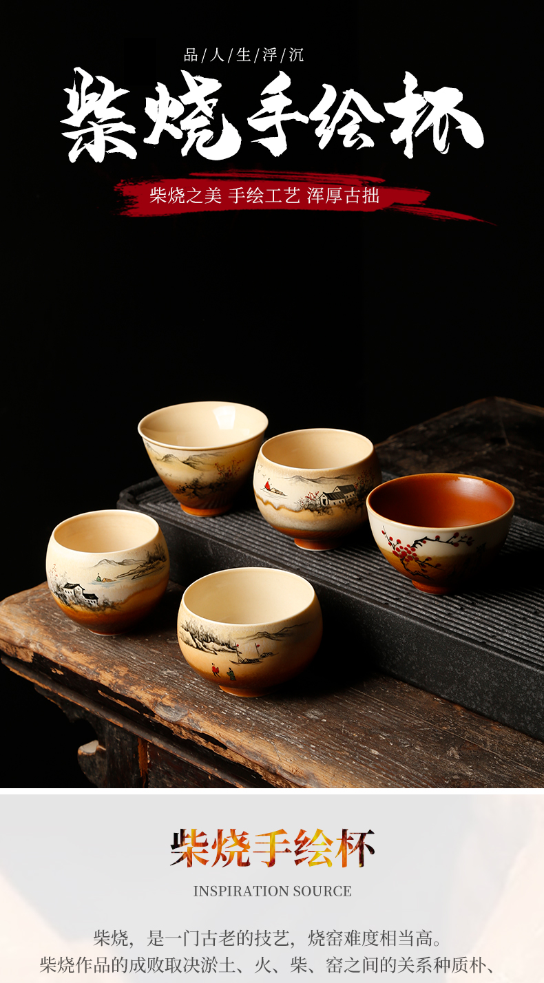 Ancient sheng up to burn hand - made the master sample tea cup fullness jingdezhen up all hand single CPU kung fu tea cups