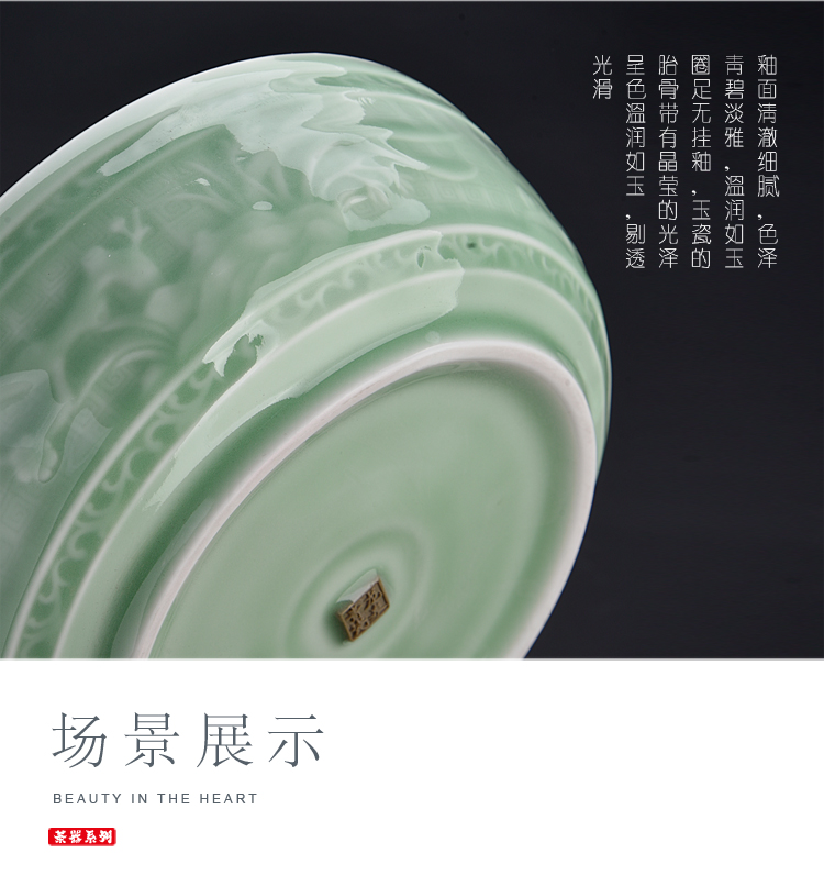 The Set of ancient tasted silver gilding sheng up celadon kung fu tea tea bowl, hand cup powder celadon of a complete Set of ceramic tea Set