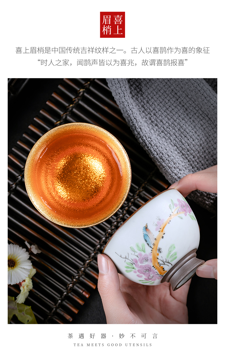 Your up hand - made master kung fu tea set gold tea cup cup single cup "women start sample tea cup single porcelain bowl