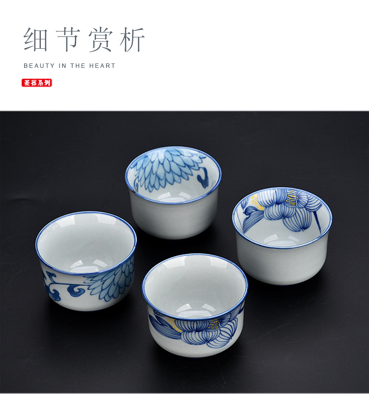 Ancient antique hand - made sheng up xiangyang violet blue pressure hand of kung fu tea lotus master cup ceramic checking