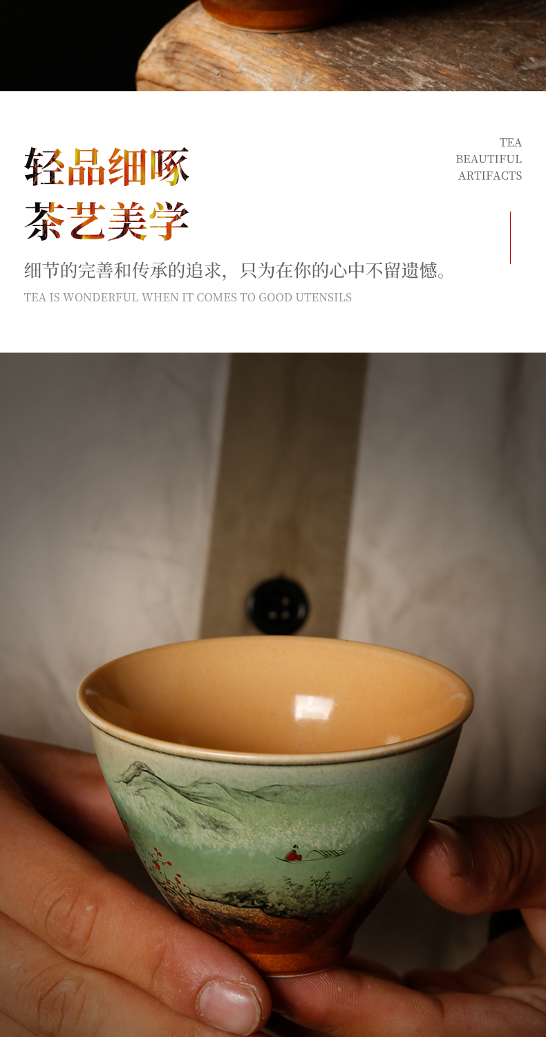 Ancient sheng up to burn hand - made the master sample tea cup fullness jingdezhen up all hand single CPU kung fu tea cups