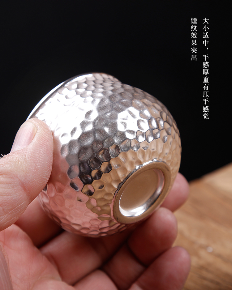 The ancient masters cup single cup silver cup sheng up ceramic sample tea cup silver bowl tea kungfu coppering. As silver cup