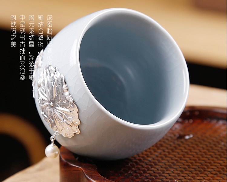 Ancient fill your up up kung fu tea set with silver checking move ceramic cups master cup single cup cup sample tea cup