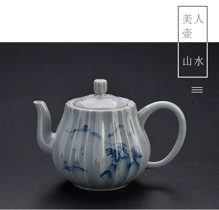 Ancient sheng hand - made porcelain up ceramics kung fu tea set manual tea single pot of pu - erh tea tea kettle with tea