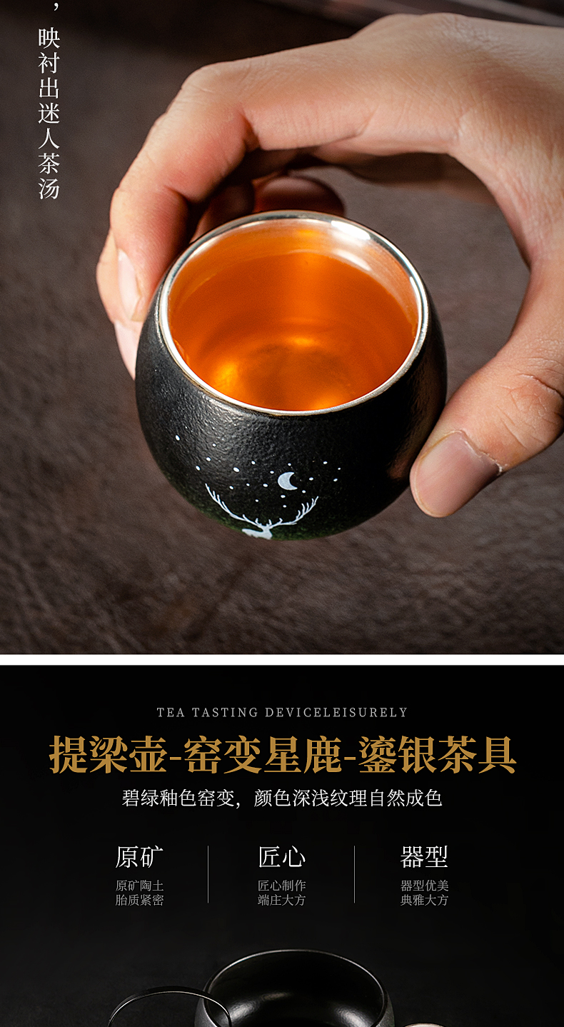 The ancient sheng up visitor tasted silver gilding ceramic kung fu tea set of a complete set of household enamel see colour silver tureen teapot teacup suits for