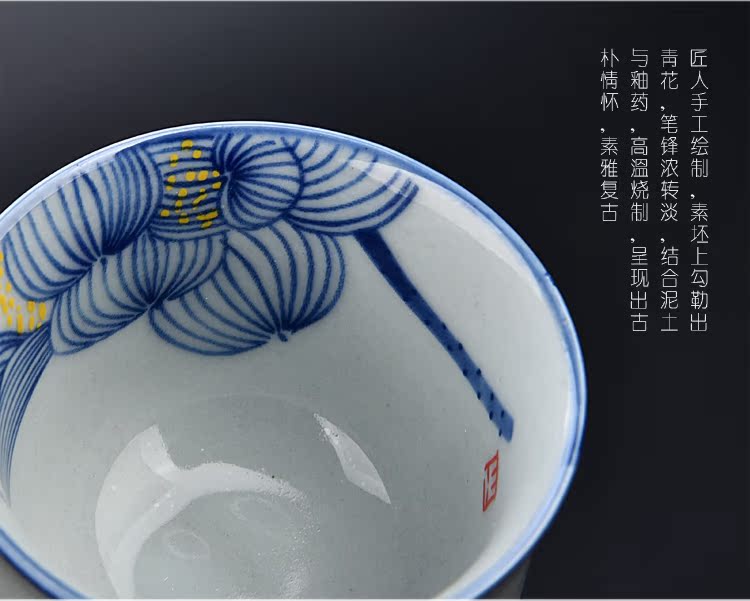 Ancient antique hand - made sheng up xiangyang violet blue pressure hand of kung fu tea lotus master cup ceramic checking