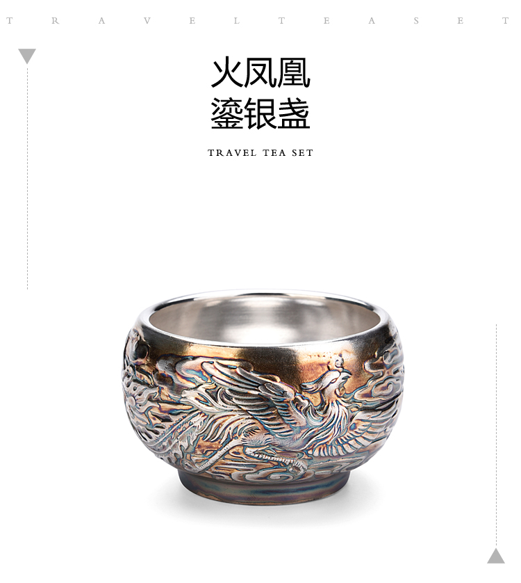 The ancient new Japanese antique silver, pure manual fire phoenix kung fu sheng up household ceramics bladder tasted silver gilding masters cup