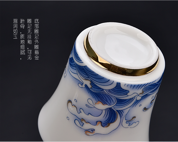 Ancient sheng sea coppering. As silver ceramic up of blue and white dragon suit kung fu tea set silver home tea tureen tea pot