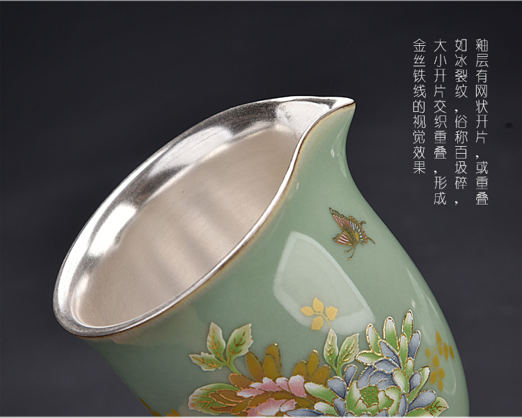 The ancient sheng up coppering. As silver set of ceramic tea set tea peony kung fu suit of blue and white porcelain gifts cups gift boxes