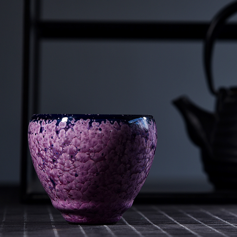 The ancient sheng up new egg cup and then built red glaze, ceramic colorful obsidian variable oil droplets master cup bowl