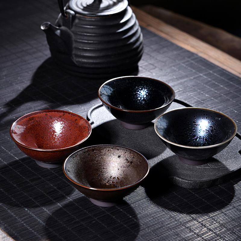 Ancient sheng up new squama obsidian sky become LangHao built light ceramic sample tea cup small bowl colorful light oil cups