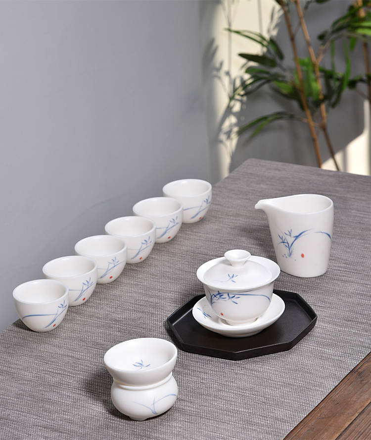 Ancient sheng up new six tureen jingdezhen blue and white porcelain white porcelain hand - made orchid suits for Chinese style household ceramics