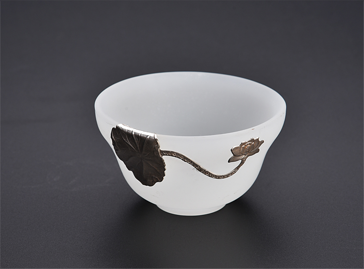 Ancient sheng up new gourd white porcelain Mosaic jade inlaid with silver coloured glaze ceramic whitebait cup sample tea cup master CPU