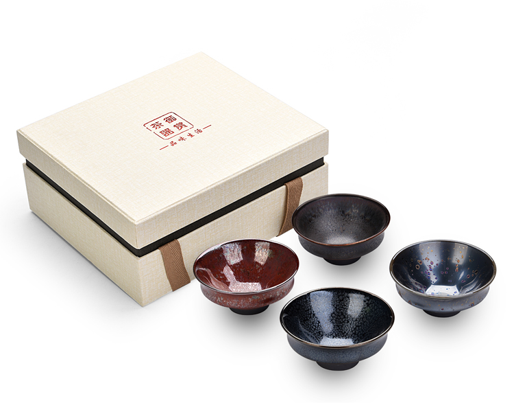 Ancient sheng up new squama obsidian sky become LangHao built light ceramic sample tea cup small bowl colorful light oil cups