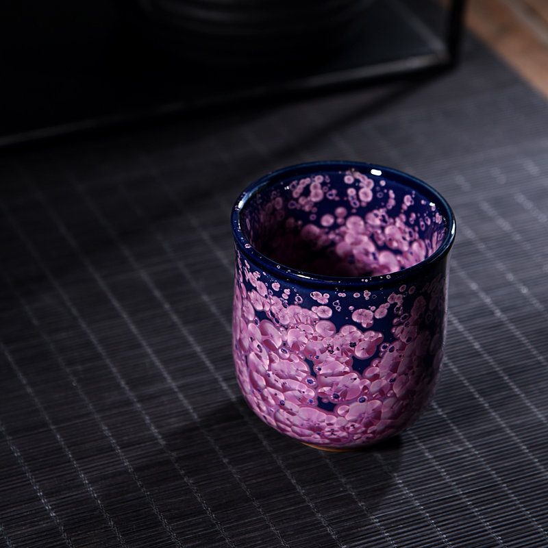The ancient sheng up new egg cup and then built red glaze, ceramic colorful obsidian variable oil droplets master cup bowl