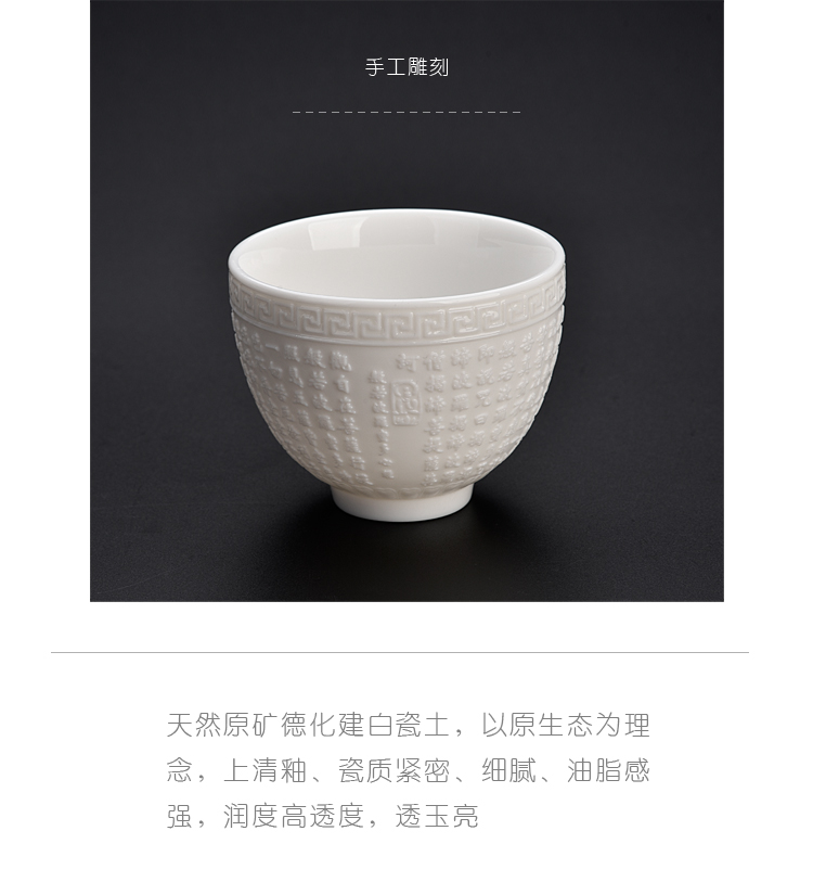 Ancient sheng up new gift boxes white porcelain its heart sutra CPU master cup single CPU Buddha zen ceramic sample tea cup