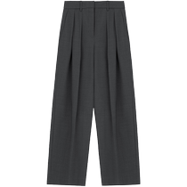 Theory 2024 Autumn and Winter Womens Wool Blended High Waisted Wide Pleat Wide Leg Pants N0701232