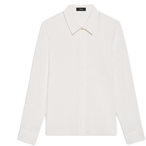 Modern Wardrobe] Theory Womens Silk Lapel Slim Fit Long Sleeve Shirt M0102536