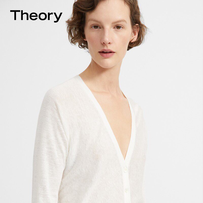 Theory 19年秋季款 纯色单排扣 V领 女式针织衫 开衫 J0413705 S码2.7折.03 海淘转运到手约￥563 国内￥1280