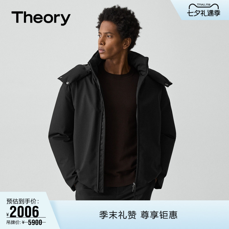 Theory Men's Polyester Blend Hooded down Jacket P0775416