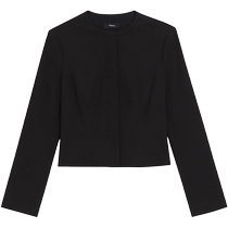 Theory 2024 Spring and Summer Womens Short Concealed Button Linen Slim Jacket O0303106