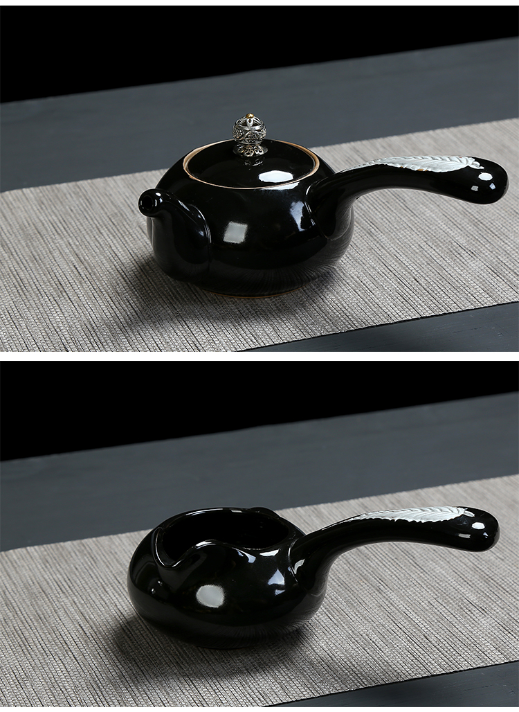 The see colour of household black glaze kung fu tea set ceramic dry tea cups dish suits for Japanese contracted small tea sets tea sea