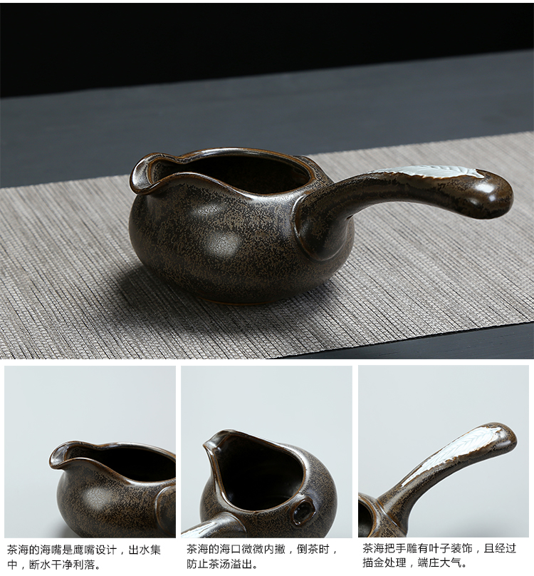 Black glaze tea antique blue and white porcelain teacup kung fu tea tea sample tea cup ceramic cups, fragrance - smelling cup in use