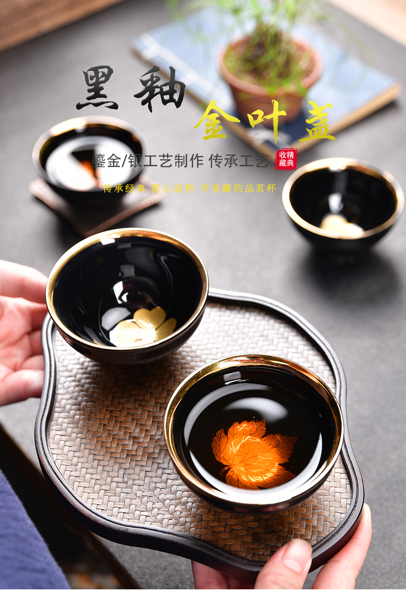 Tasted silver gilding small tea cups ceramic up kung fu masters cup hat to tea cup, a single sample tea cup bowl is light