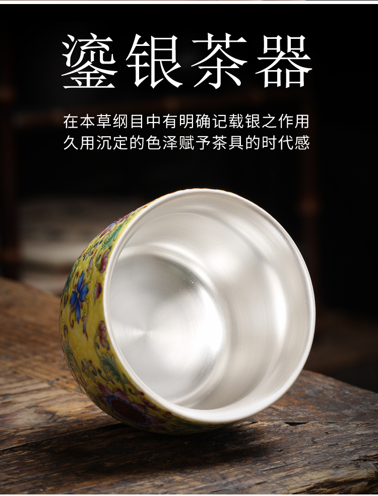 Manual coppering. As silver sterling silver round expressions using ceramic tea cup oil - lamp can build silvering Japanese kunfu tea cup sample tea cup single CPU