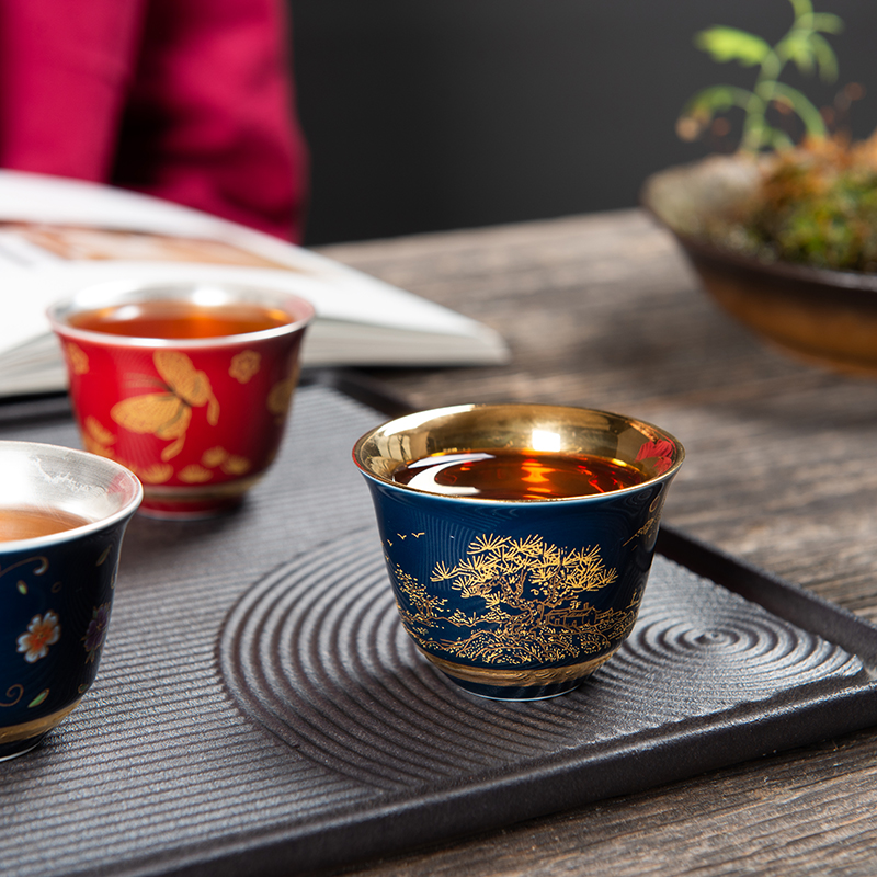 The Master cup single cup 999 sterling silver cup tea ceramic sample tea cup with silver, kung fu bowl is pure manual coppering. As silver cup