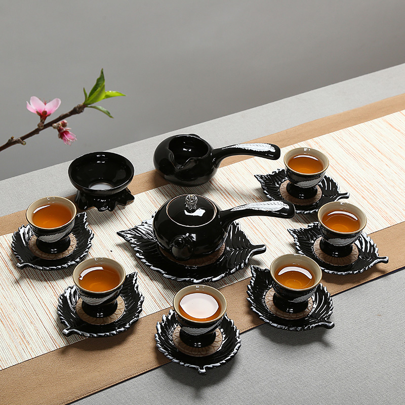 Black glaze household your up kung fu tea set ceramic dry tea cups dish suits for Japanese contracted small tea sets tea sea