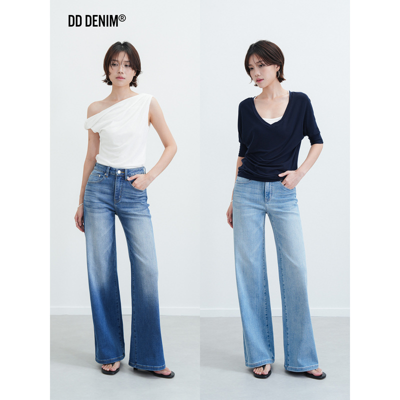 Dd'Born with Straight Legs' Classic Edition Autumn/Winter Three-Color Versatile Slimming Stretch Straight Wide-Leg Jeans for Women