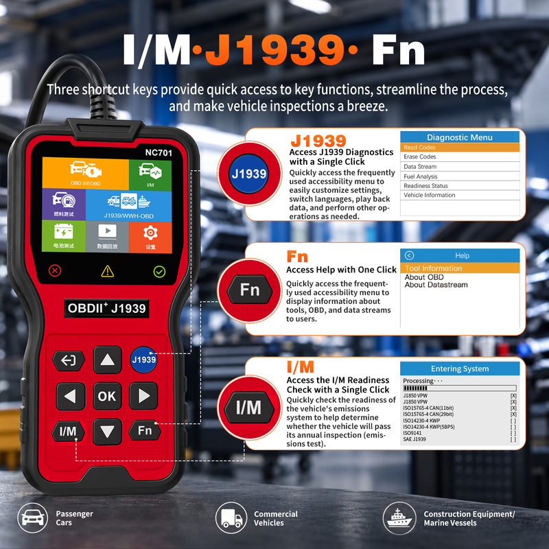 Nc701 Diesel and Gasoline Universal Tester 12-24V Truck Fault Diagnosis Instrument Supports J1939 Nc701 Diesel and Gasoline Universal Tester 12-24V Truck Fault Diagnosis Instrument Supports J1939