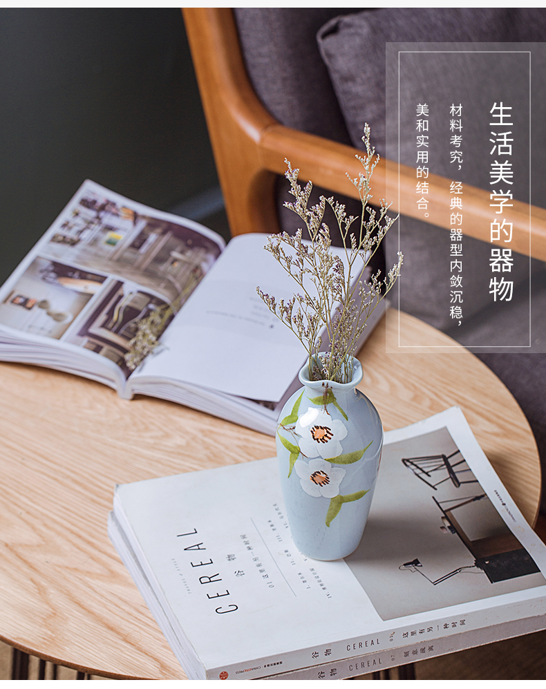 Nordic furnishing articles, jingdezhen ceramic light floret bottle sitting room key-2 luxury creative I and contracted flower, dried flower decorations