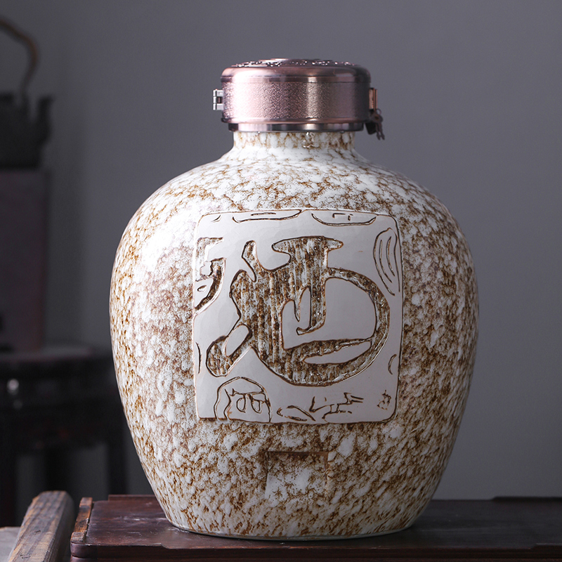Jingdezhen ceramic jar 10 jins 20 jins 30 seal wine it hip household archaize liquor mercifully jars