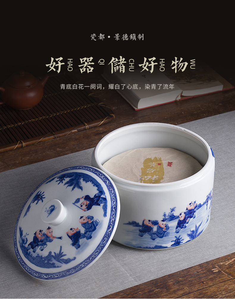 Jingdezhen ceramic tea pot seal moisture puer tea storage jar large tea snack jars with cover