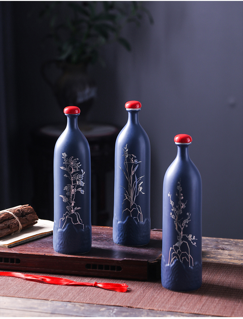 Empty wine bottle 1 catty creative decoration with antique jingdezhen ceramic liquor jar hip home accept customization