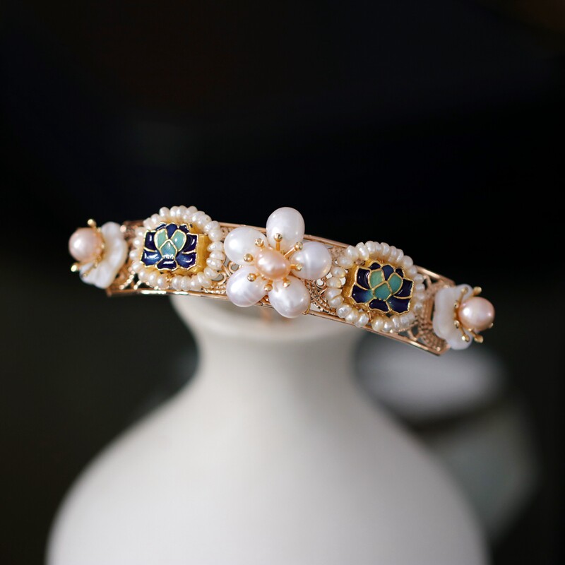 Hair Accessories Gufeng Hanfu Head Crown Burn Blue Hair Hairpin U Type Hair Hairpin Clear Head Accessories Female Qipao Small Crown Hairpin Ancient Dress