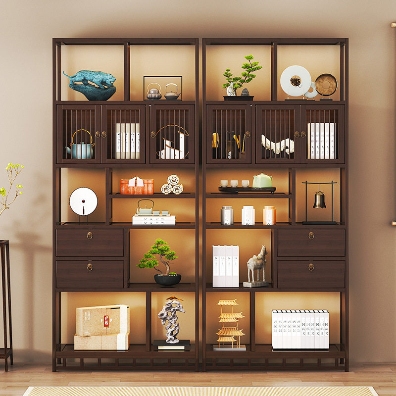 Bogu rack new Chinese style multi-layer tea set storage rack non-solid wood tea rack display cabinet storage display rack living room