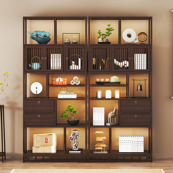 Bogu rack new chinese style multi-layer tea set storage rack non-solid wood tea rack display cabinet storage display rack living room