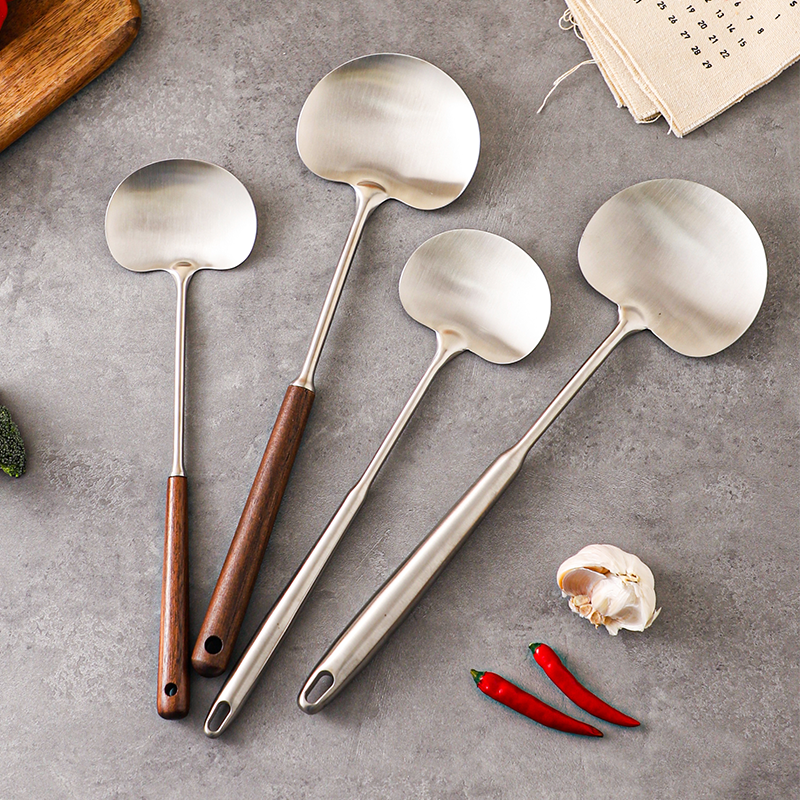 シェリクリエイティブ厚みのある304ステンレス鋼のスパチュラ家庭用調理鉄シャベルスプーン延長フライスプーンフライシャベルキッチン用品
