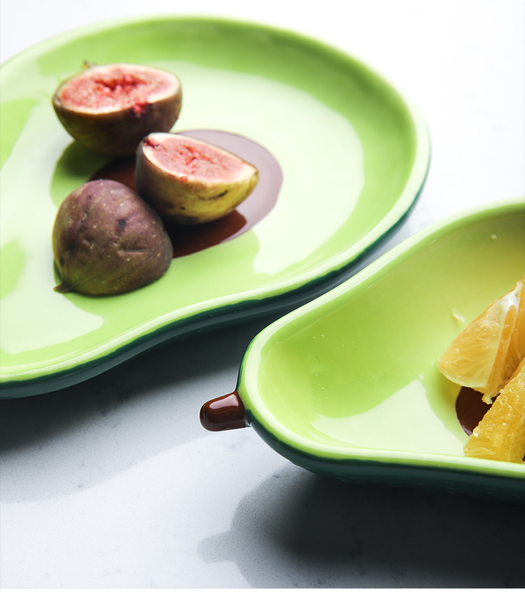 Selley Korean express girl but avocado modelling ceramic salad bowl dessert snacks disc dessert plate fruit bowl
