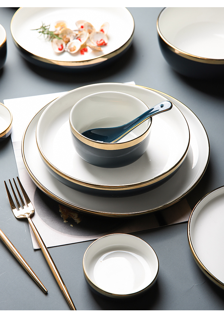 Pongsapat jade exquisite European blue ceramic tableware many sets up phnom penh set gifts rice bowls