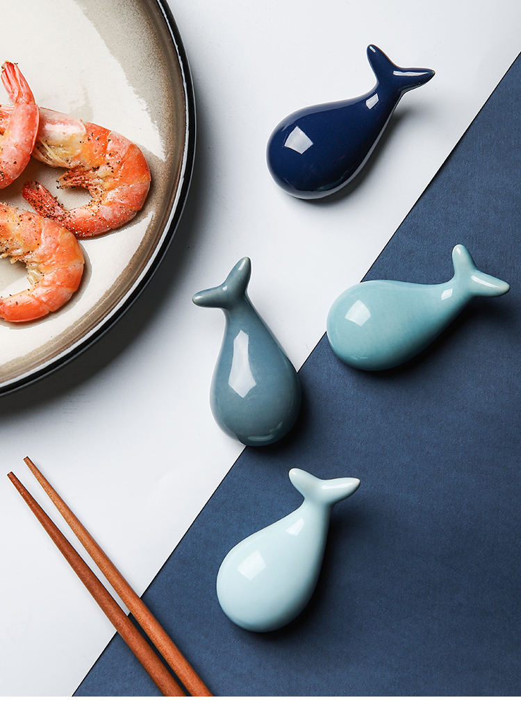 Creative selley express whale ceramic chopsticks rack chopsticks chopsticks pillow spoon holder frame spoon hotel table setting tableware