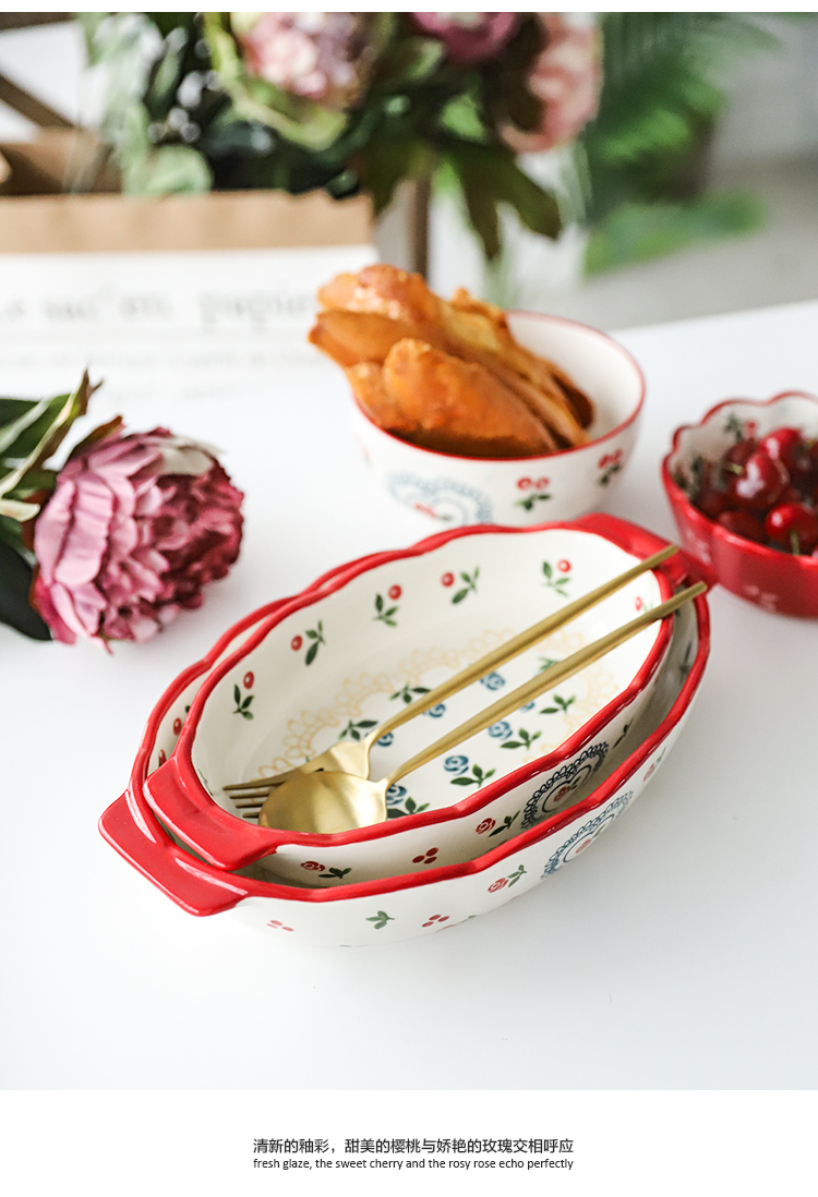 Selley Japanese cherry rural wind ceramic tableware household dish dish dish fish dish rice bowls salad bowl of beef noodles in soup