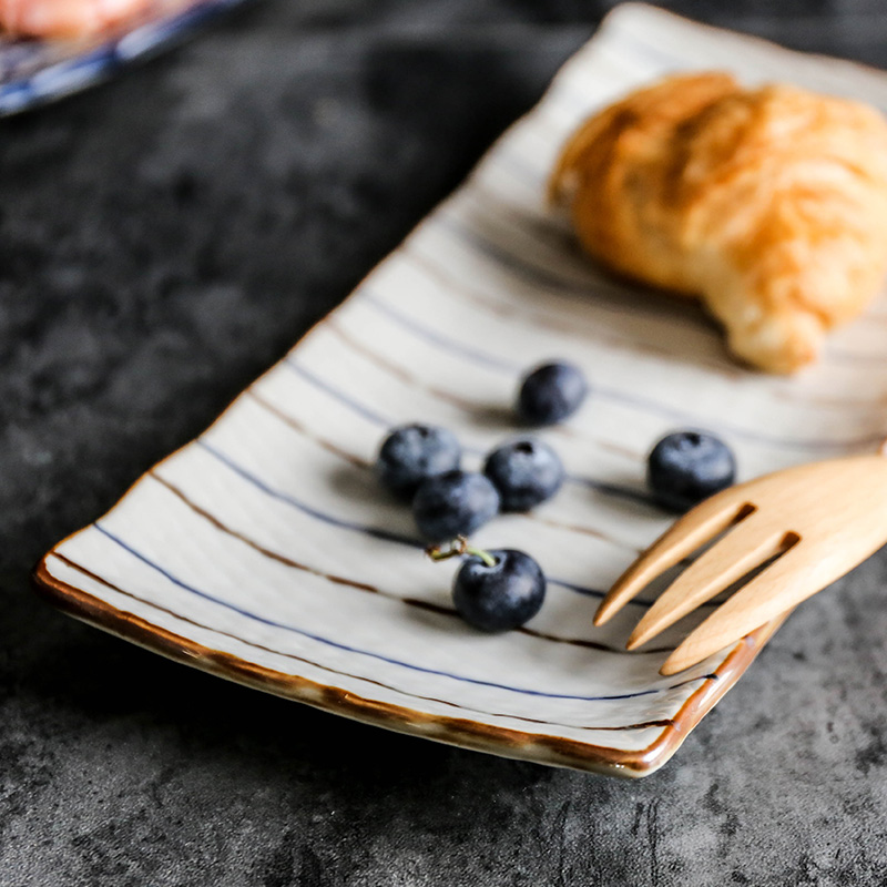 Shed in Japanese and wind hand - made under glaze color porcelain dish rectangular plate of dumplings of sushi plate, fish plate