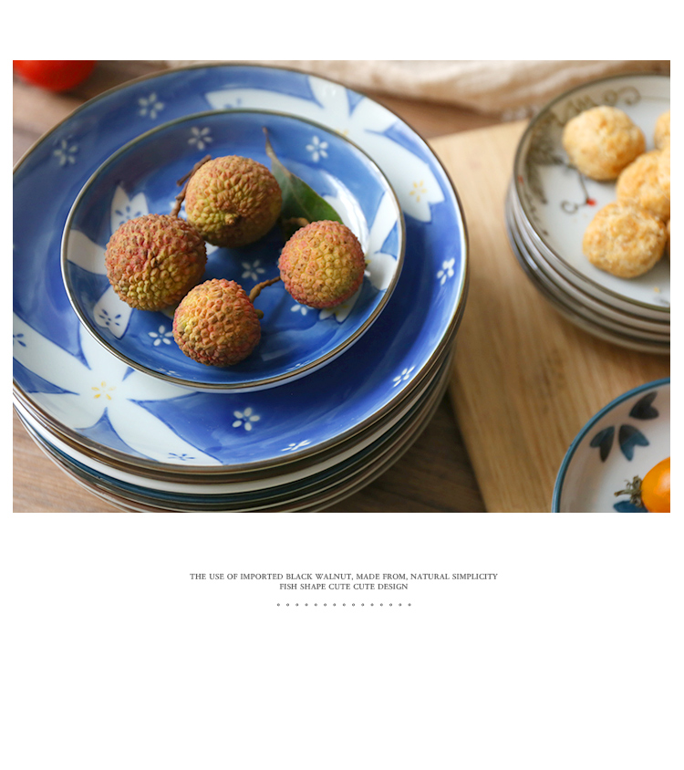 Shed and wind under glaze color porcelain plate in the breakfast tray was sushi plate cake dab of disc fruit bowl bowl dishes taste
